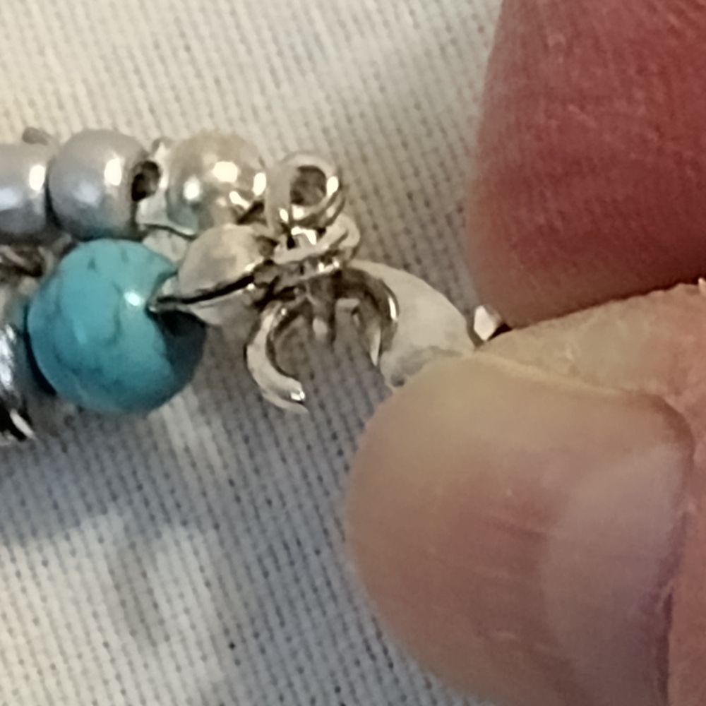 Starfish Charm Beaded Necklace - Blue and Silver - Picture 9 of 10